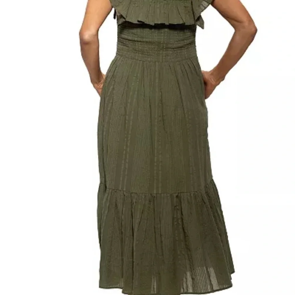 Dotti Green Ruffled Tiered One Shoulder Coverup XL